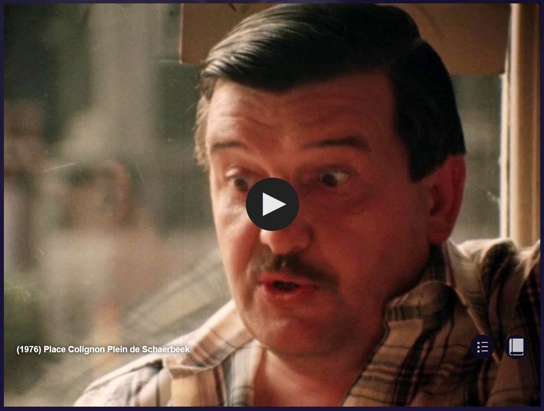 Place Colignon Plein de Schaerbeek, 1976, Sonuma/RTBF.  "Le bilinguisme est-il la solution pour Bruxelles et les communes limitrophes ? Reportage à Schaerbeek, à l'écoute de l'homme de la rue. Une commune géreé par le turbulent Roger Nols et où dans les sphères politique ou militantes (francophone et néerlandophone) le problème communautaire y a pris un caractère passionnel." (c) Place Colignon Plein de Schaerbeek. Archives de la SONUMA, 18/6/1976 - 22 min